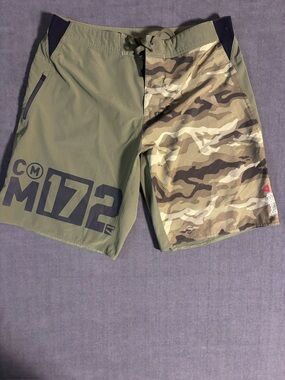 Reebok Olive Green Camo Athletic Shorts